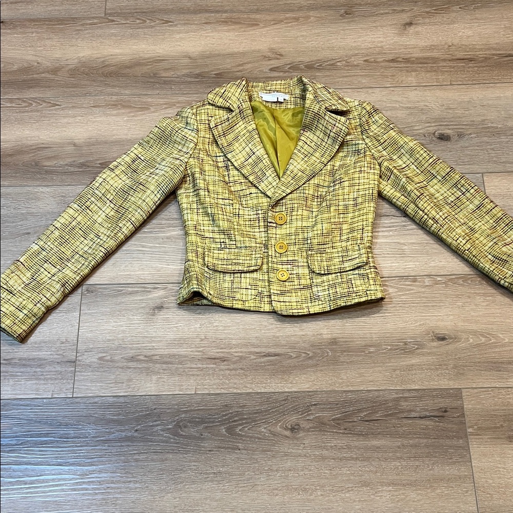 To the Max Yellow Checkered Blazer